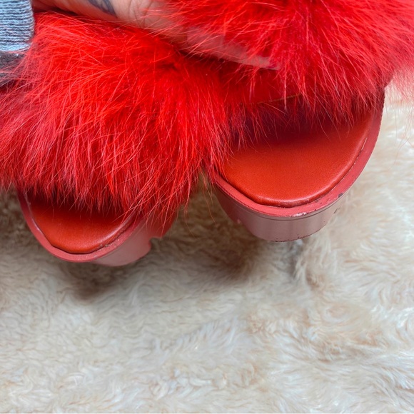 Faux Mink Red Strapless Chunky Heels - Picture 6 of 10